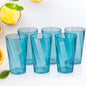 Set of six 300ml transparent drinking glasses on a table.