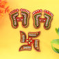 Laxmi Charan and Swastik decorative sticker set embellished with stones