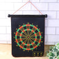 Foldable magnetic dart board set with double-sided design hanging on wall