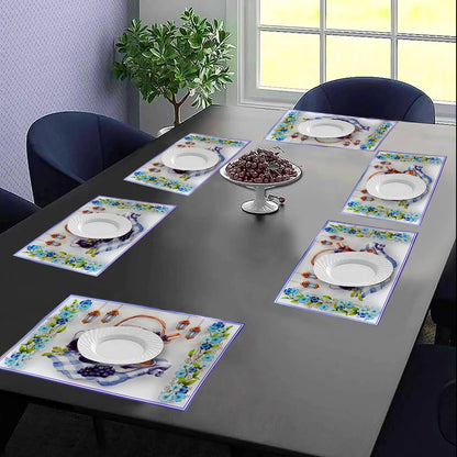 Side view showcasing the reversible design of the multicolor dining placemats.