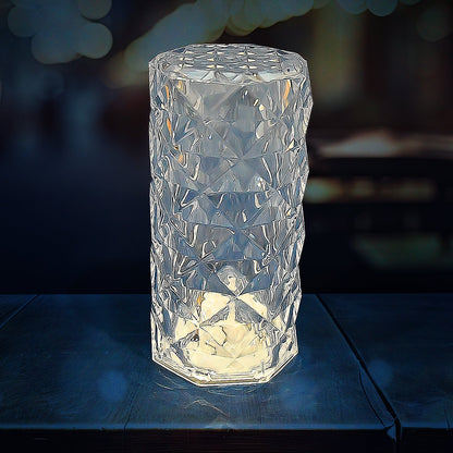 Group of Crystal LED Candles creating a warm, inviting flameless shimmering light ambiance.