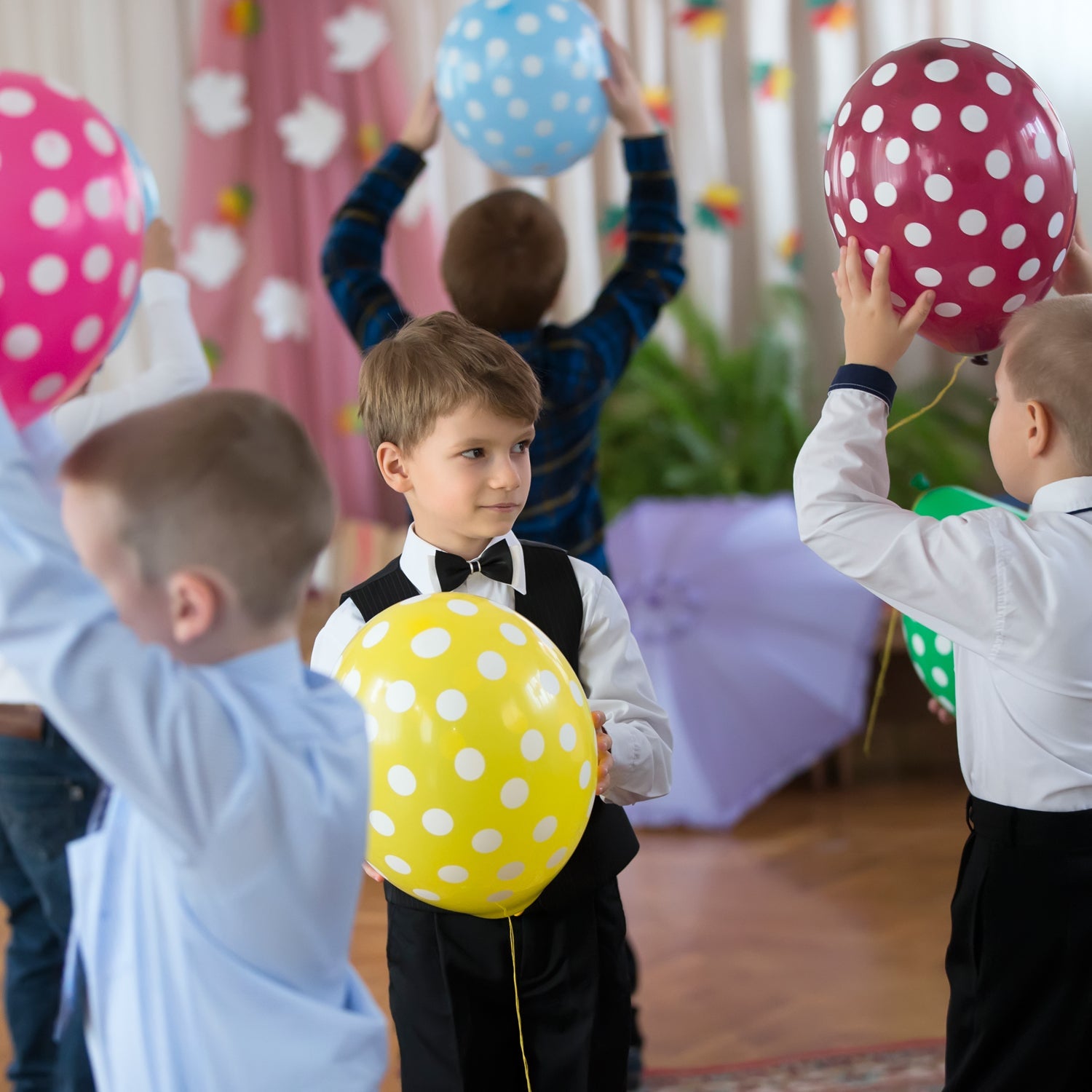 Close-up of durable, natural latex balloons in various vibrant colours.