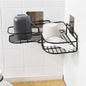 Stainless steel corner shelf organiser installed in a modern kitchen.