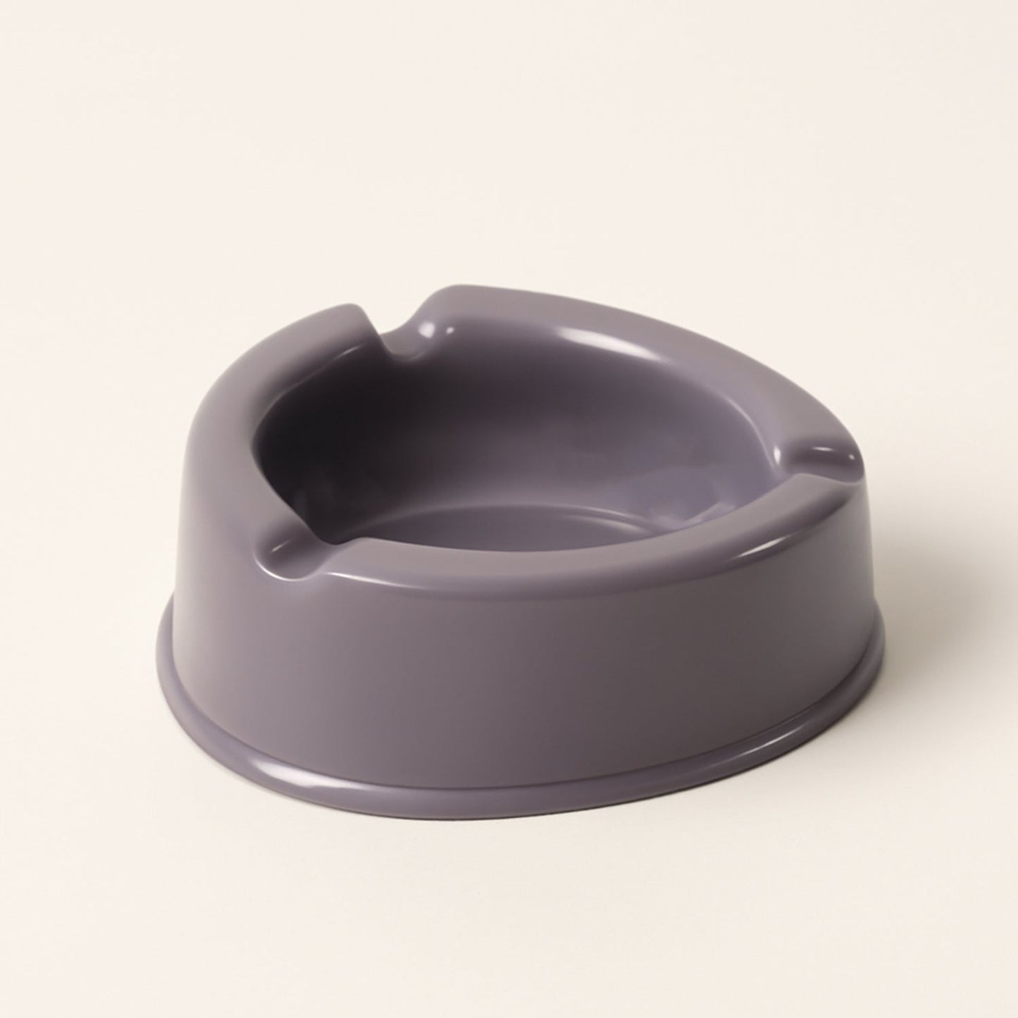 Oblivion grey plastic ashtray showcasing wide ash-collecting bowl