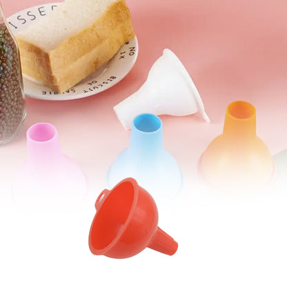 Detailed view of the flexible silicone funnel's wide mouth and hanging loop.