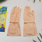 Pair of natural gum rubber cleaning gloves with a textured palm for secure grip.