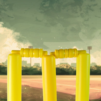 Lightweight, durable plastic cricket bat designed for easy handling by young children.