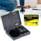 An 18-piece carbon steel Hole Saw Kit with various sizes and mandrels displayed in its organized storage case.