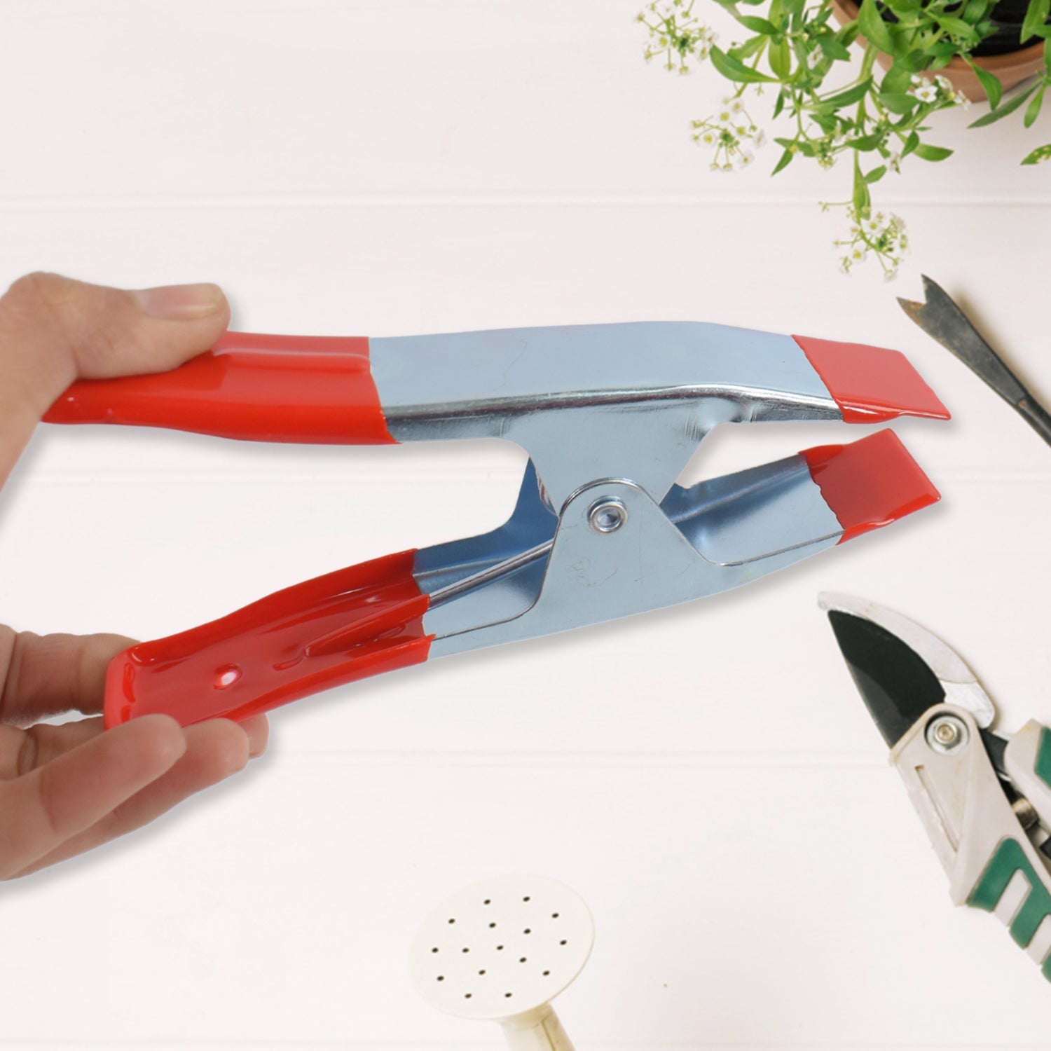 Six 2-inch heavy duty spring clamps neatly arranged, showcasing the complete set.