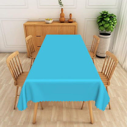 Polyester reusable table cover protecting table surface