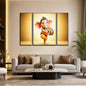 Vibrant Ganesha 3 panel MDF wall frame for home decor