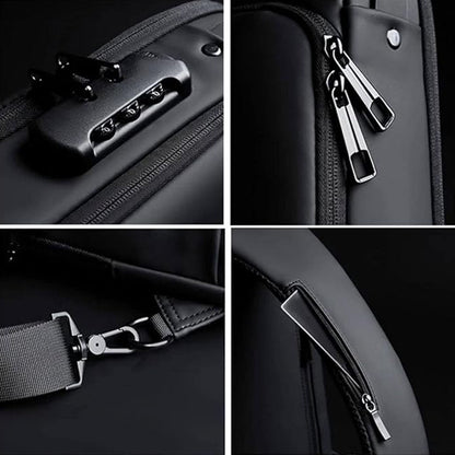 Alternative angle showing anti-theft crossbody sling bag with USB port