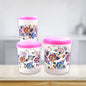 Three plastic storage containers, ideal for organizing items in a home or office setting.