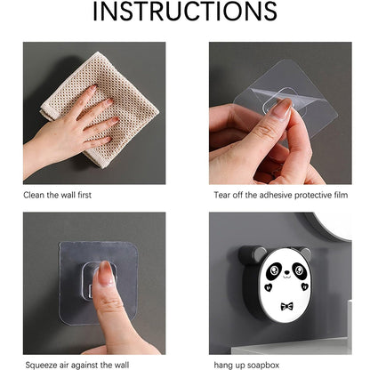 Flip-top lid of Panda Soap Box shown open for drainage