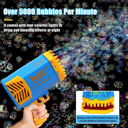 Angled view highlighting the numerous 69 bubble holes of the powerful party bubble maker.
