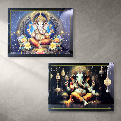 Lord Ganesha wall art hung on rustic brick background enhancing positivity