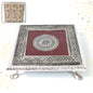 Silver Pooja Chowki with intricate Lakshmi design, perfect for Diwali celebrations.