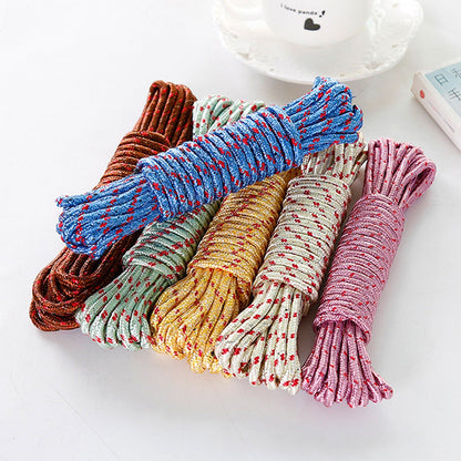 Portable nylon drying rope neatly folded for travel.