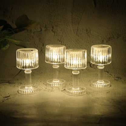 Crystal-effect LED wine glass table lamp with warm glowing light