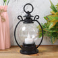 Vintage LED storm lantern with warm flickering flame light