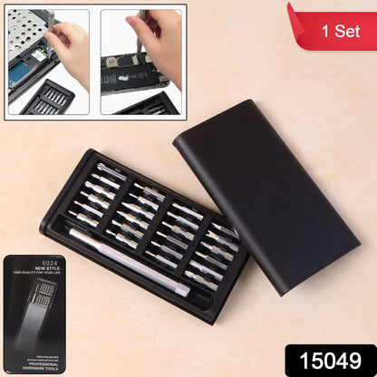 Assortment of interchangeable precision screwdriver bits laid out for various electronics repairs.