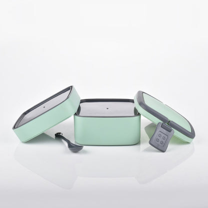 Compact green stackable lunch box, ideal for school or office.