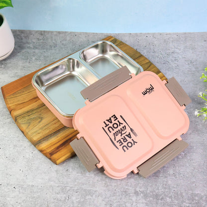 Portable stainless steel lunch box suitable for office and school