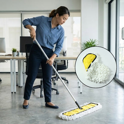 Velvet Wipe mop head refill easily attached to a standard mop handle.