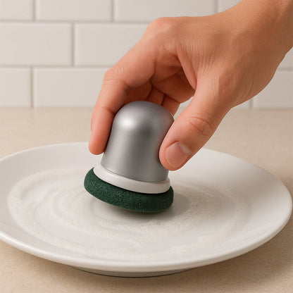 Kitchen scrubber with ergonomic grip handle for heavy-duty cleaning