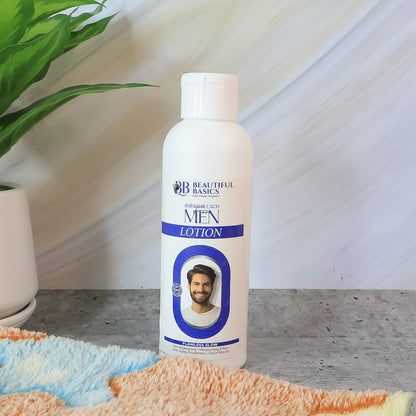 Applying men's skin bleach lotion mixed with activator powder for facial hair lightening.