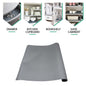 Multipurpose anti-slip shelf liner protecting a kitchen counter and drawer.