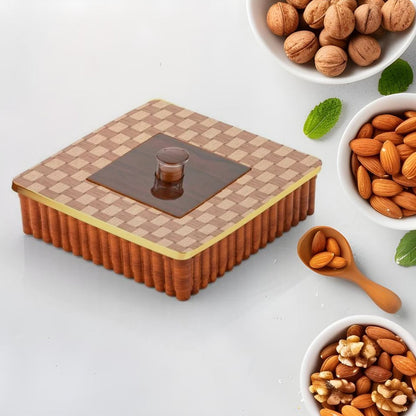Airtight 4 compartment dry fruit box, perfect for organizing snacks.