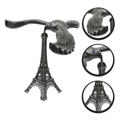 Front view of the balancing eagle toy and Eiffel Tower base, ready to adorn any desk or shelf.