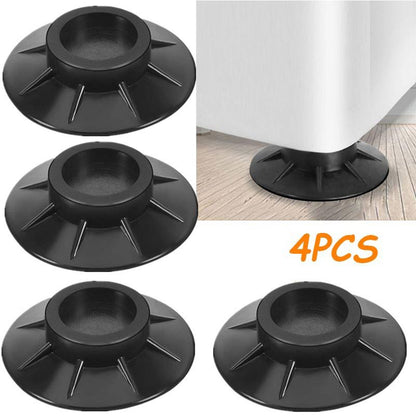 Furniture vibration pads securely placed under table legs for enhanced stability and floor protection.