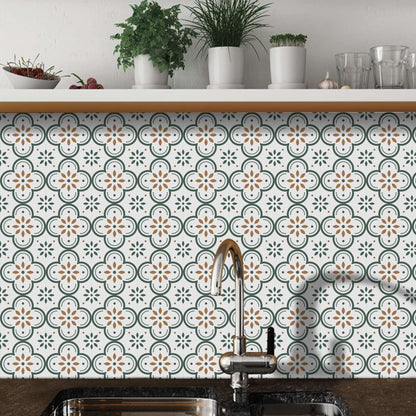 Kitchen backsplash adorned with elegant patterned Peel and Stick Tiles, enhancing the modern decor.