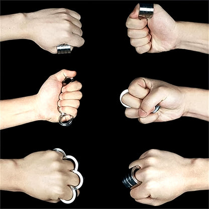 Hand wearing the foldable stress relief ring, demonstrating its compact and discreet design.
