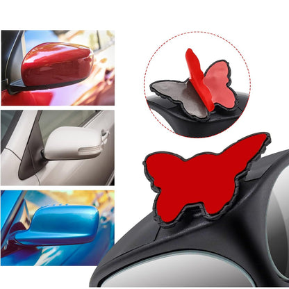 Close-up of car blind spot mirror with adjustable 360° rotating base