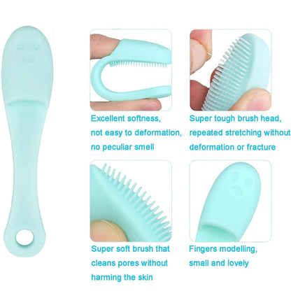 Detailed view of the VelvaBloom pure silicone finger facial scrubber.