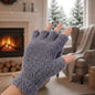 Winter fingerless gloves with button flap cover for extra warmth