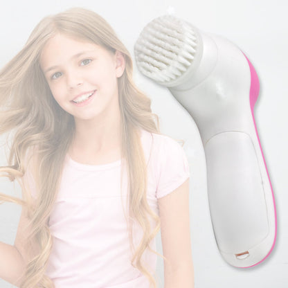 Multi-functional facial brush with various heads for diverse skincare needs.