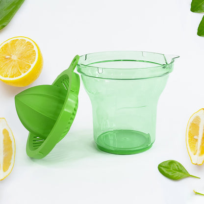 Side view of Apex handheld Portable Manual Citrus Juicer in use