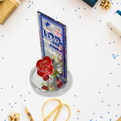 Rose Showpiece neatly packaged in a transparent display case, ideal for gifting.