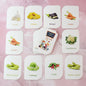 Vegetable flash cards showing real tomato and other vegetable images for kids learning