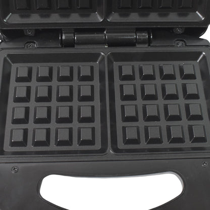 Close-up of the cool-touch handle and indicator lights on the Dabster sandwich maker.