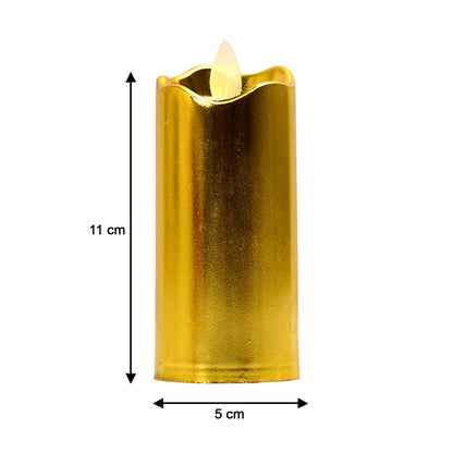Hand holding a single safe and smokeless flickering LED candle.