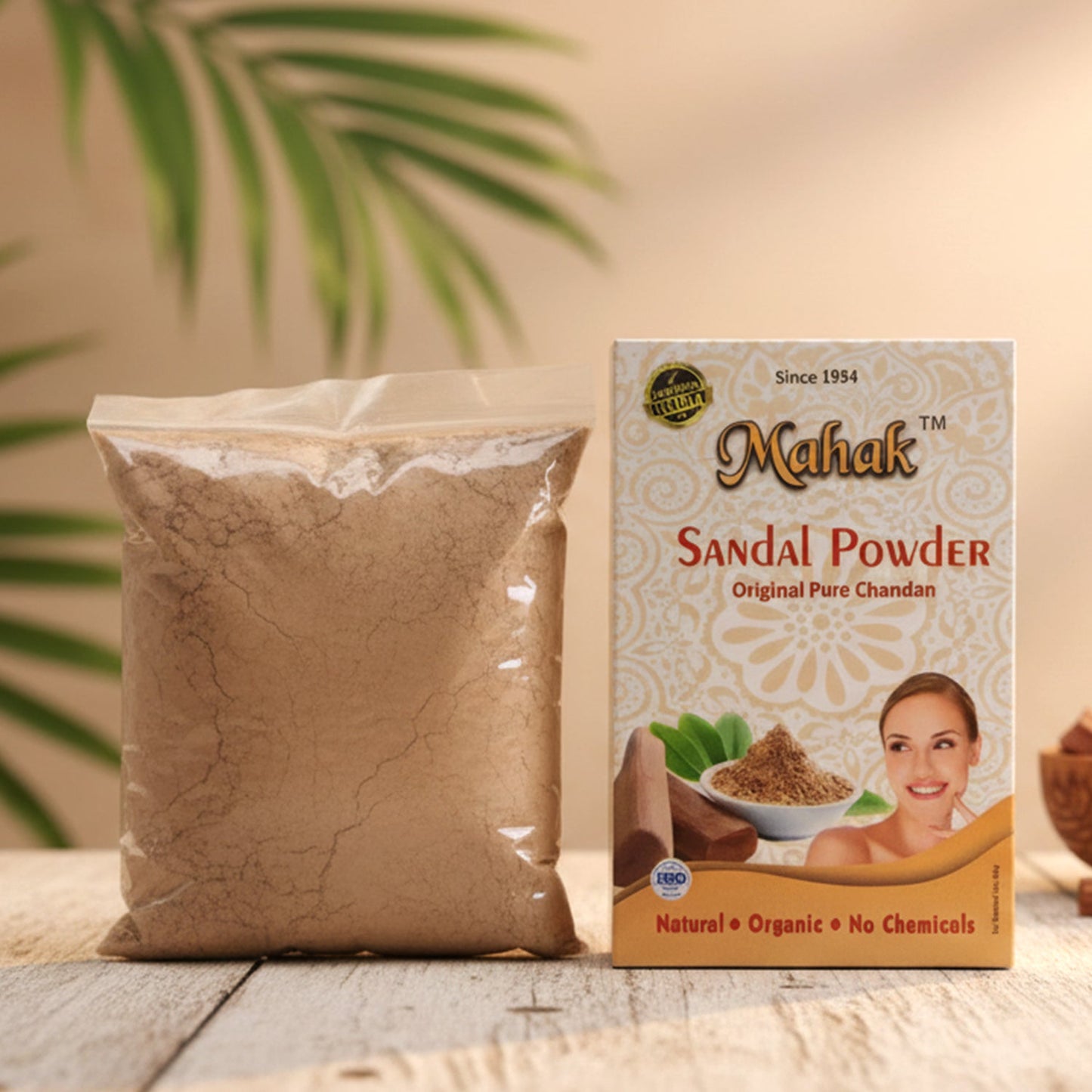 Close-up of sandalwood powder to soothe and refresh skin