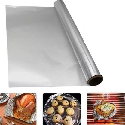 Heavy-duty aluminum foil roll with natural cutter for easy dispensing in Indian kitchens.