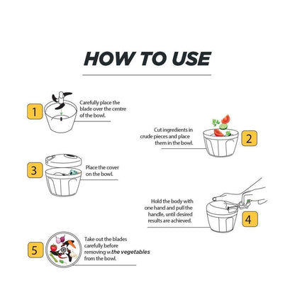 Clear 750ml bowl of the manual vegetable chopper, showing capacity.