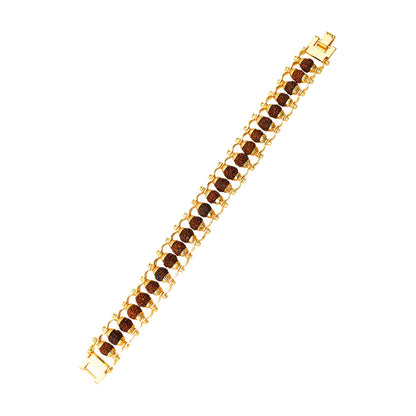 Angled view of the stylish Rudraksha Bracelet, highlighting its elegant design.
