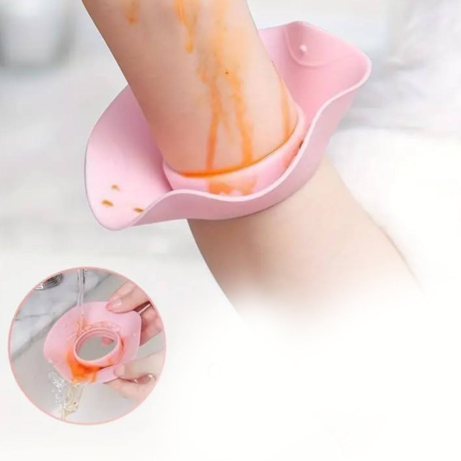 Silicone wrist band with decorative flower design to prevent water splash